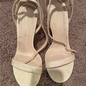 Wild Diva Cream Stiletto Heels with Ankle Strap